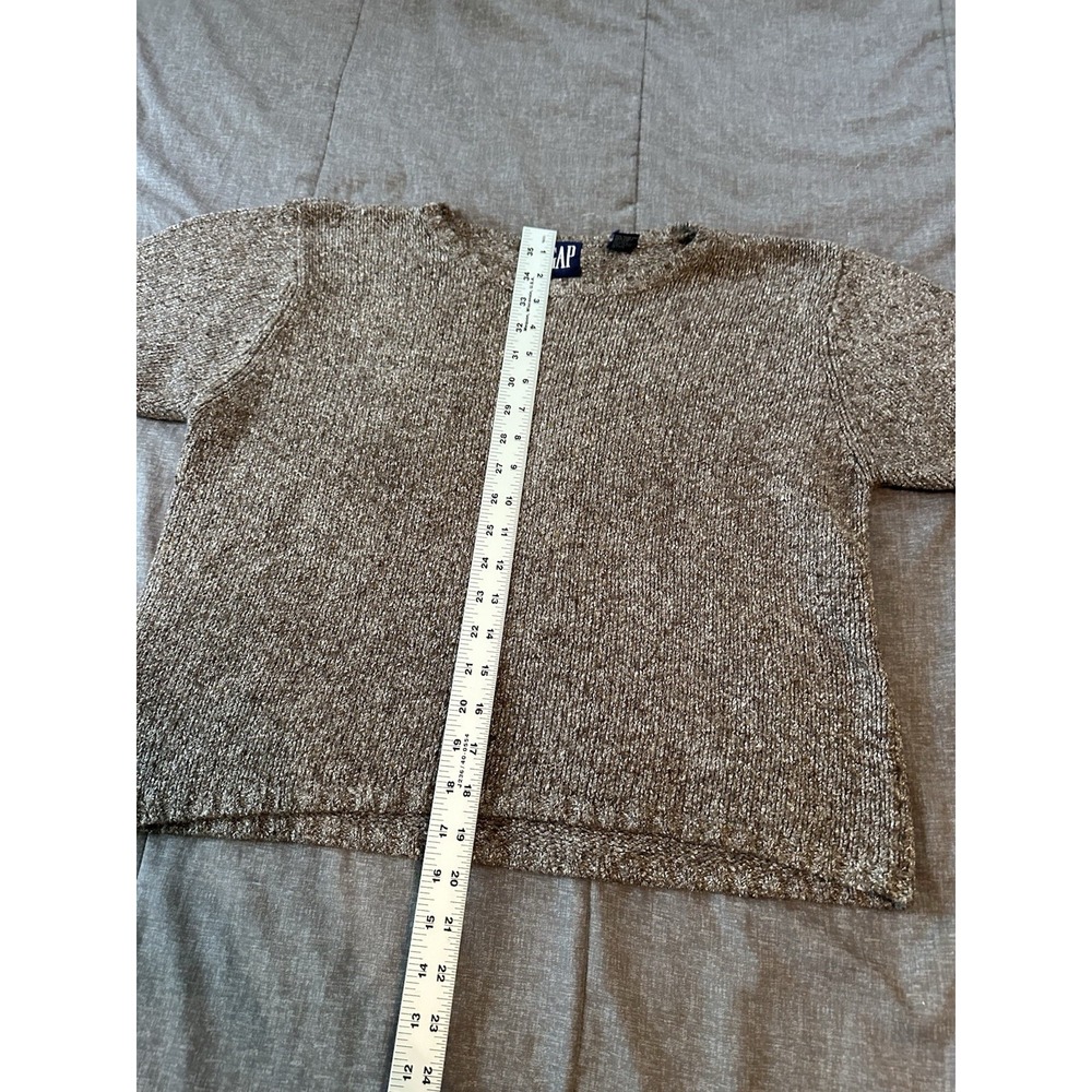 Vintage Gap Silk Wool Blend Sweater Womens L Brown Oatmeal Taupe 90s Preppy - Picture 3 of 6